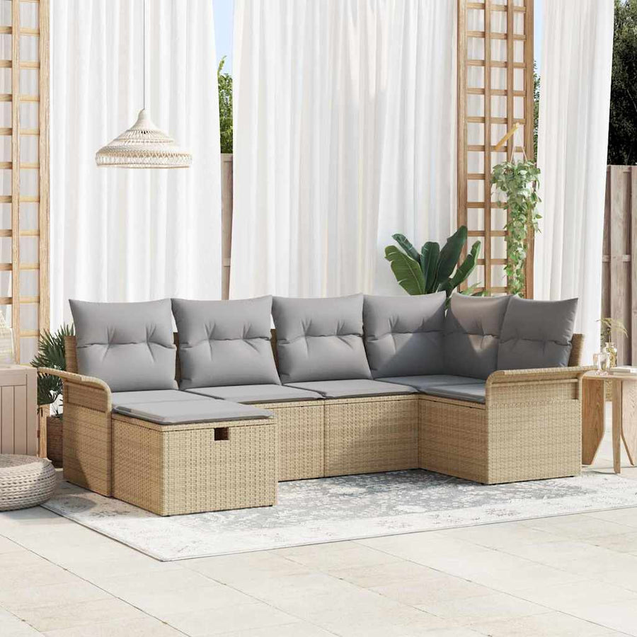 Tuin Sofa Set met kussen met opslag 6 pcs Poly riet