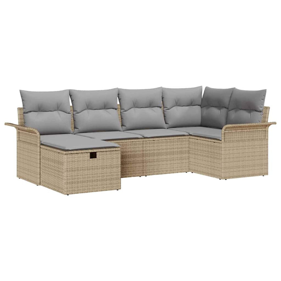 Tuin Sofa Set met kussen met opslag 6 pcs Poly riet