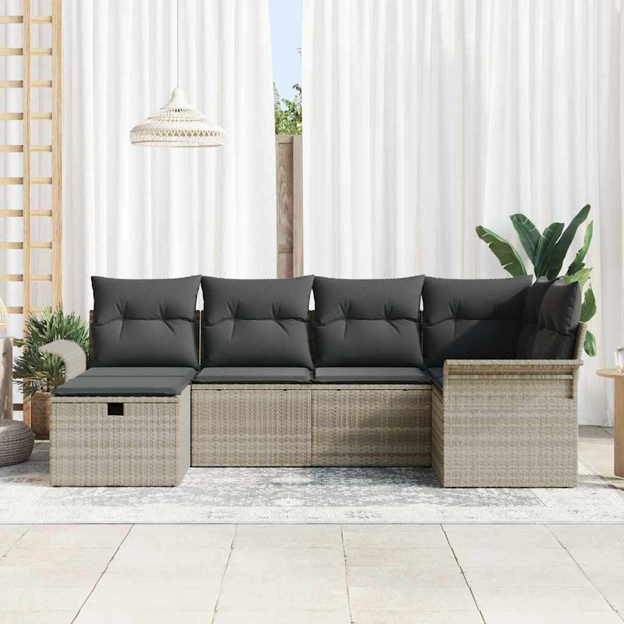 Tuin Sofa Set met kussen met opslag 6 pcs Poly riet