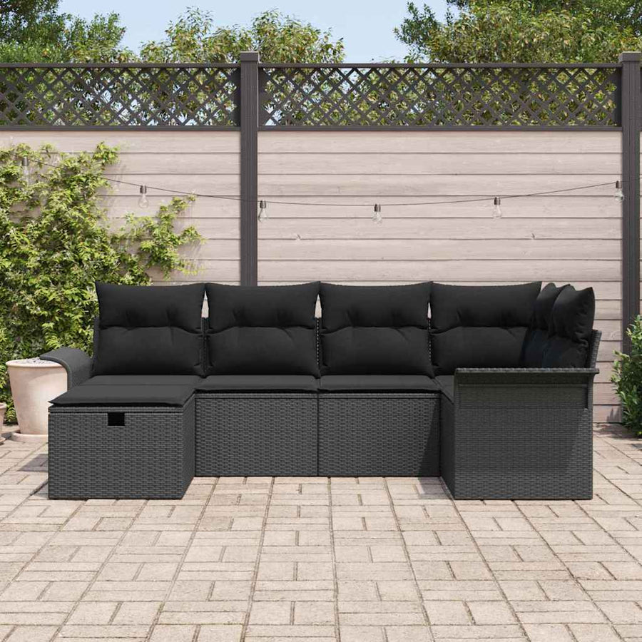 Tuin Sofa Set met kussen met opslag 6 pcs Poly riet