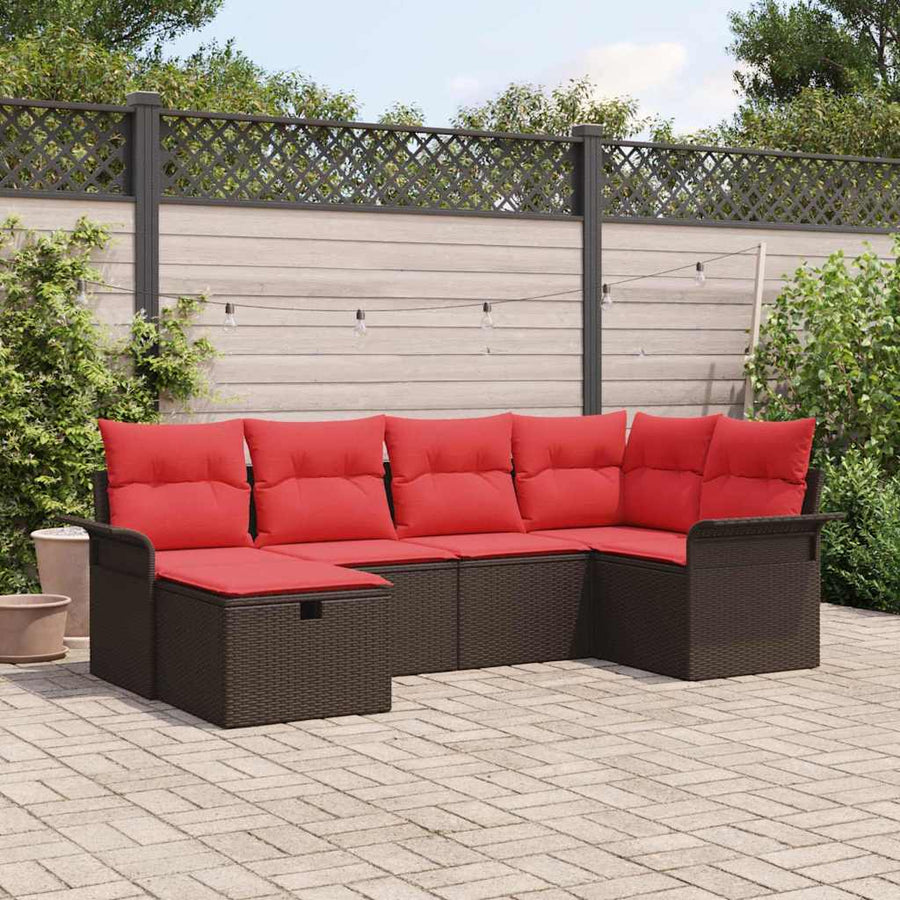 Tuin Sofa Set met kussen met opslag 6 pcs Poly riet