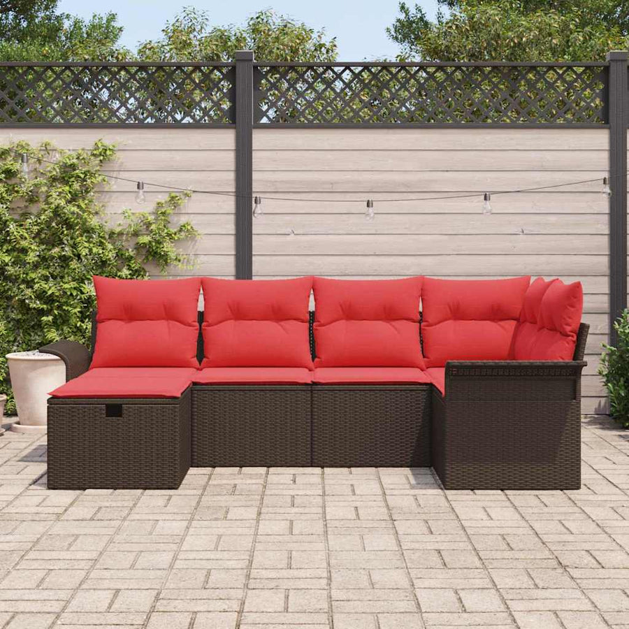 Tuin Sofa Set met kussen met opslag 6 pcs Poly riet