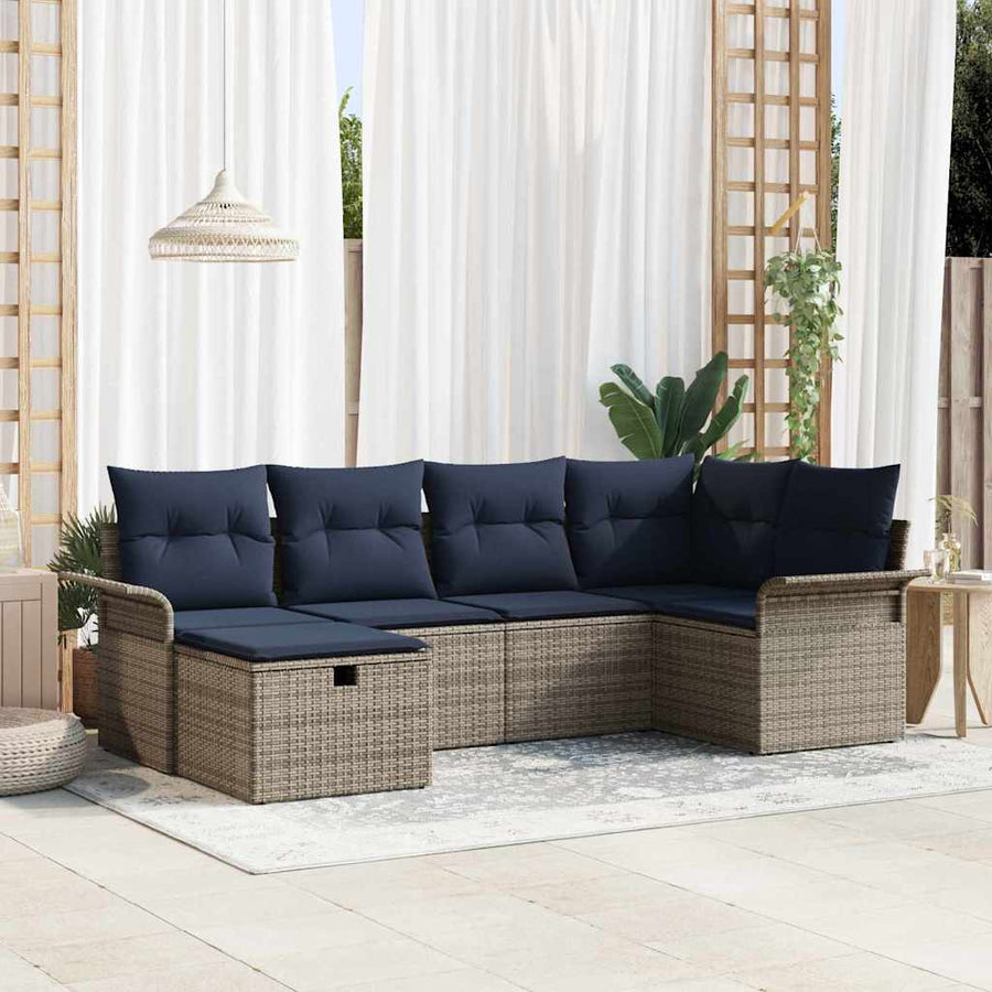 Tuin Sofa Set met kussen met opslag 6 pcs Poly riet