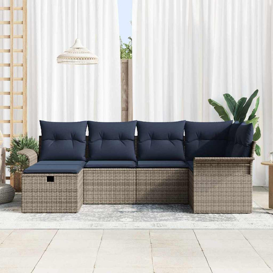 Tuin Sofa Set met kussen met opslag 6 pcs Poly riet