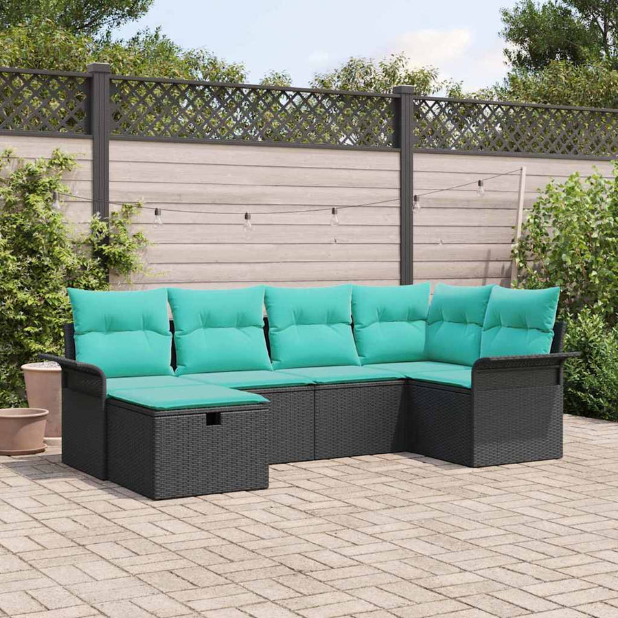 Tuin Sofa Set met kussen met opslag 6 pcs Poly riet