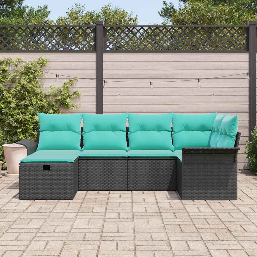 Tuin Sofa Set met kussen met opslag 6 pcs Poly riet
