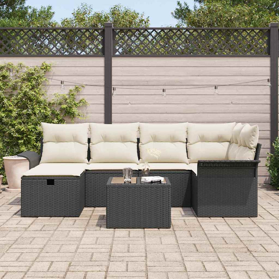Tuin Sofa Set met kussen met opslag 7 pcs Poly riet