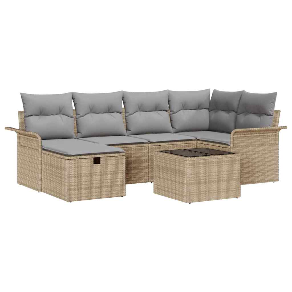 Tuin Sofa Set met kussen met opslag 7 pcs Poly riet