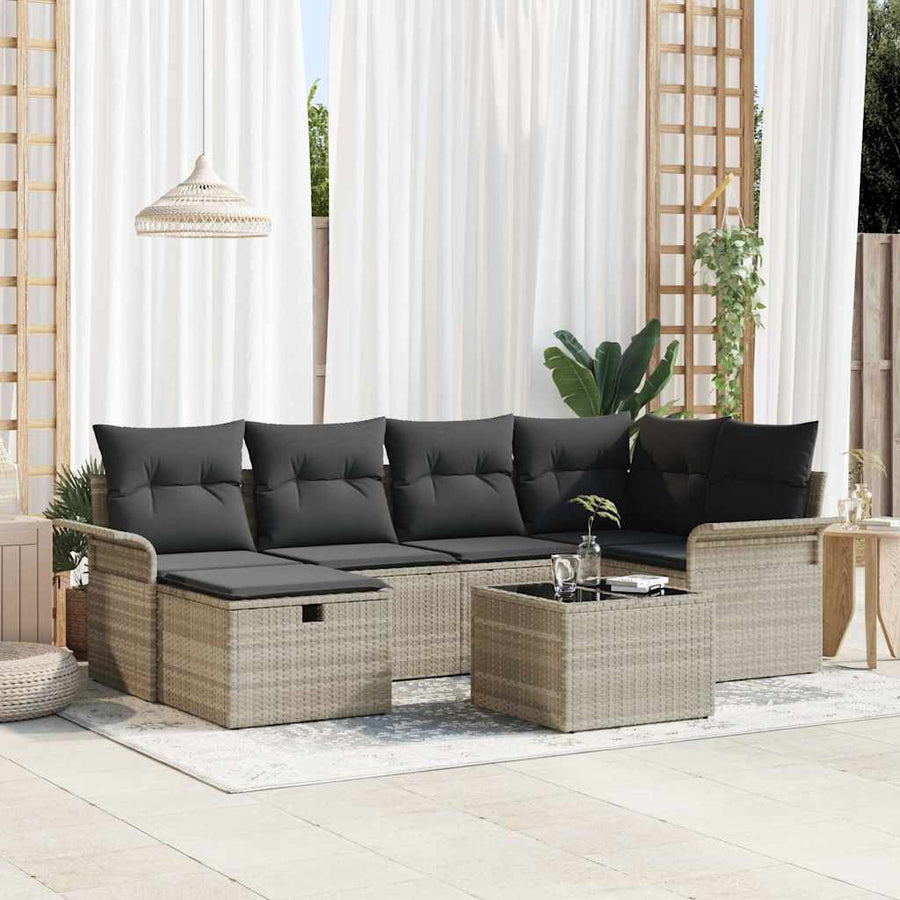 Tuin Sofa Set met kussen met opslag 7 pcs Poly riet