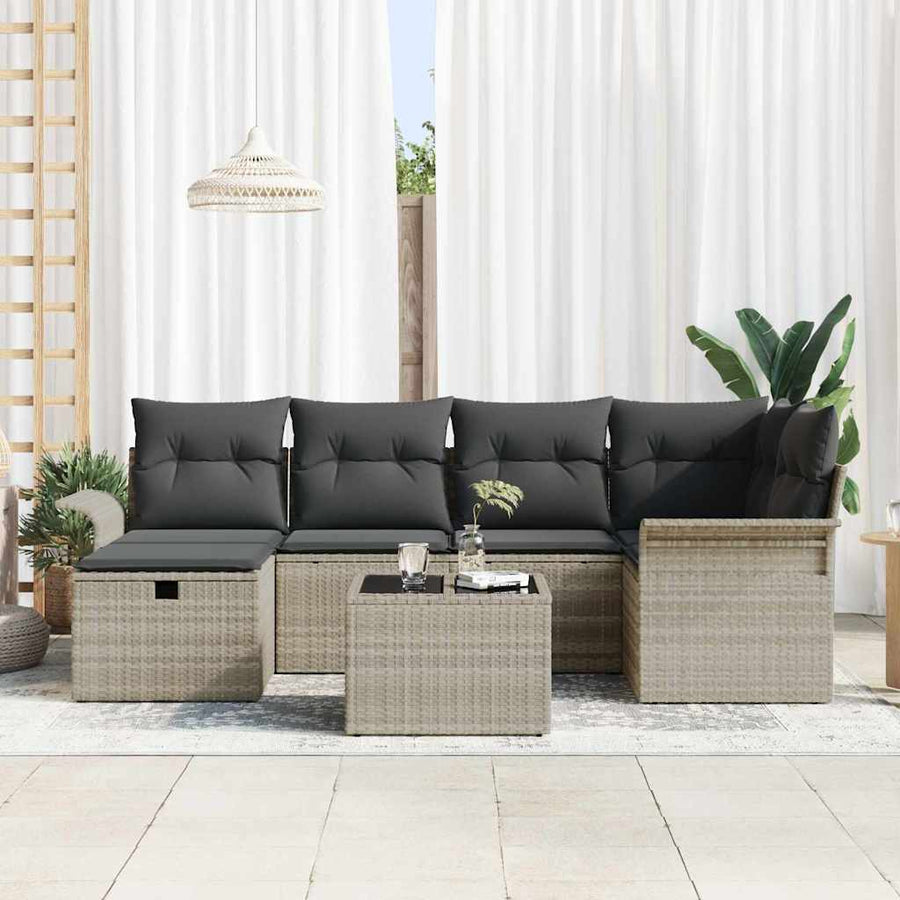 Tuin Sofa Set met kussen met opslag 7 pcs Poly riet