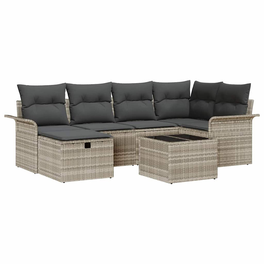 Tuin Sofa Set met kussen met opslag 7 pcs Poly riet
