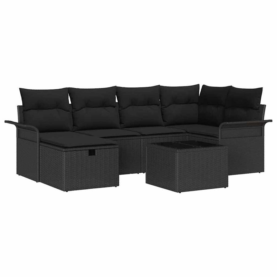 Tuin Sofa Set met kussen met opslag 7 pcs Poly riet