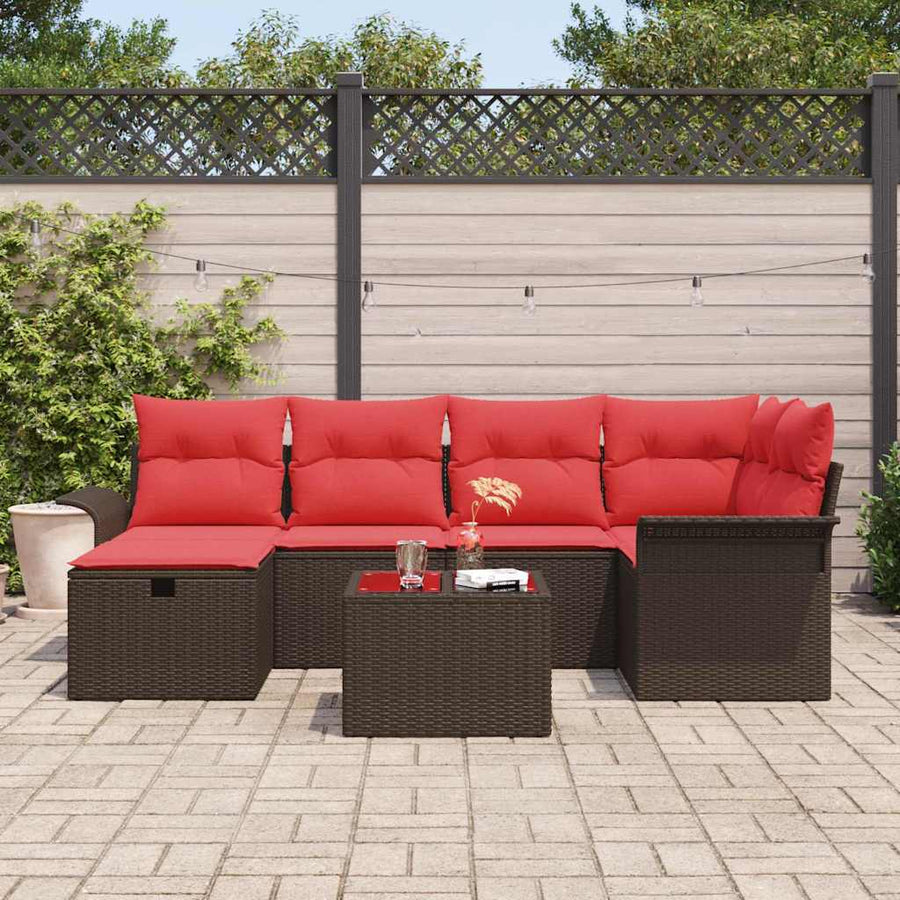 Tuin Sofa Set met kussen met opslag 7 pcs Poly riet