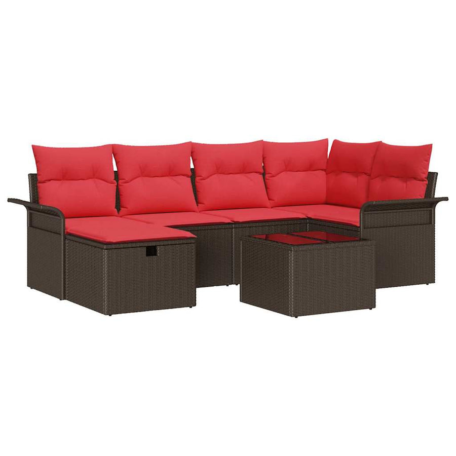 Tuin Sofa Set met kussen met opslag 7 pcs Poly riet