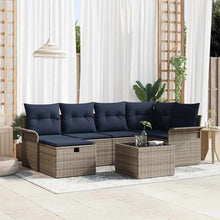 Tuin Sofa Set met kussen met opslag 7 pcs Grijs Poly riet