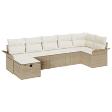 Tuin Sofa Set met kussen met opslag 7 pcs Beige Poly riet