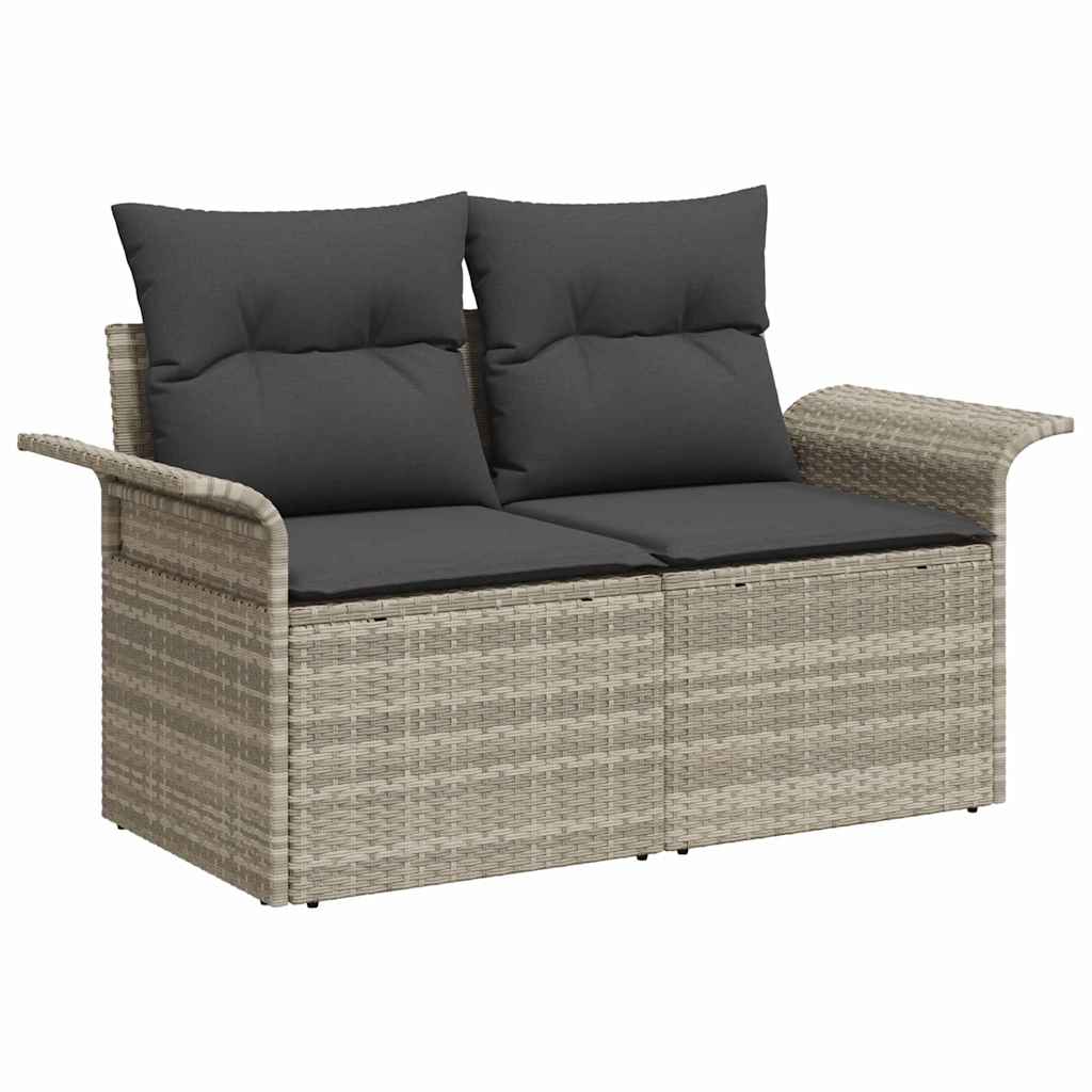 Tuin Sofa Set met kussen met opslag 7 pcs Lichtgrijs Poly riet