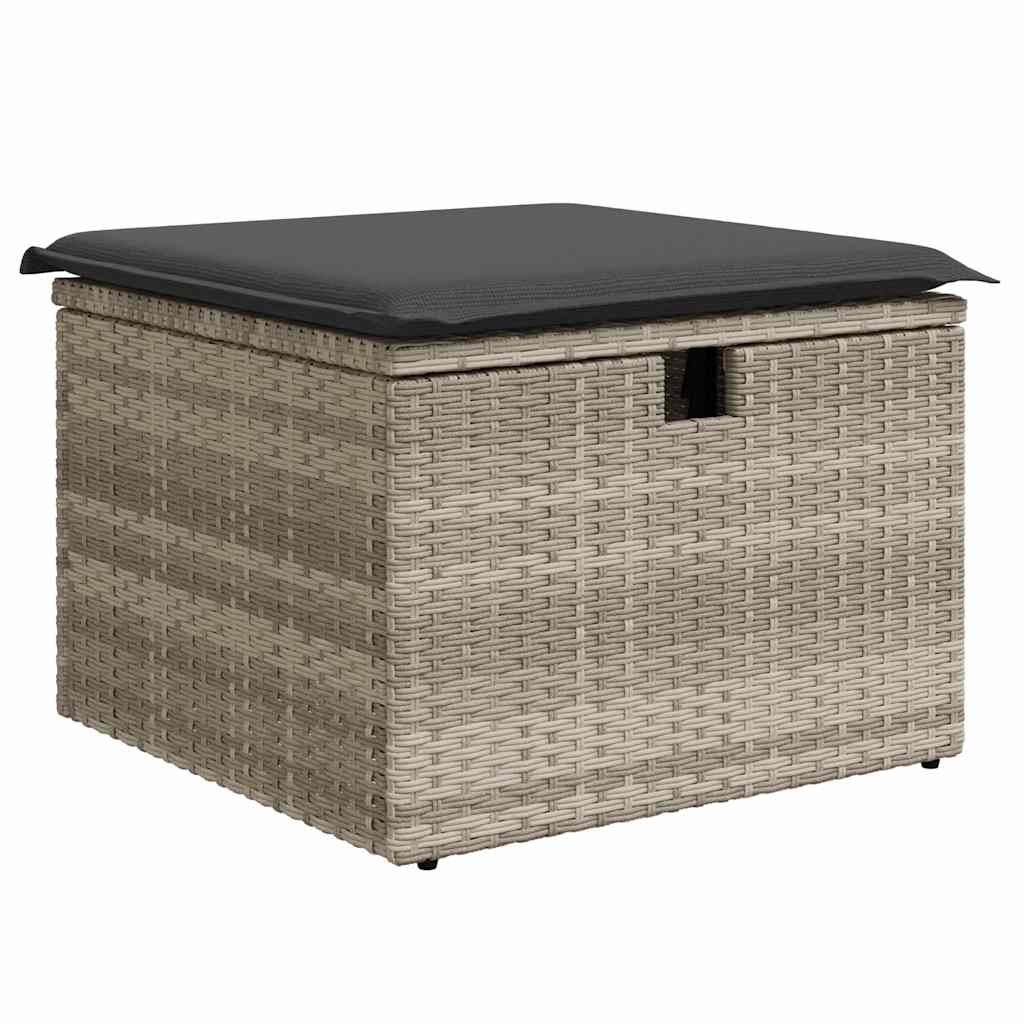 Tuin Sofa Set met kussen met opslag 7 pcs Lichtgrijs Poly riet