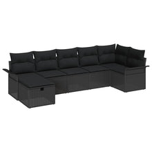 Tuin Sofa Set met kussen met opslag 7 pcs Zwart Poly riet