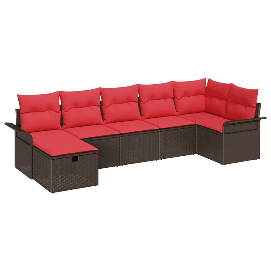 Tuin Sofa Set met kussen met opslag 7 pcs Bruin Poly riet