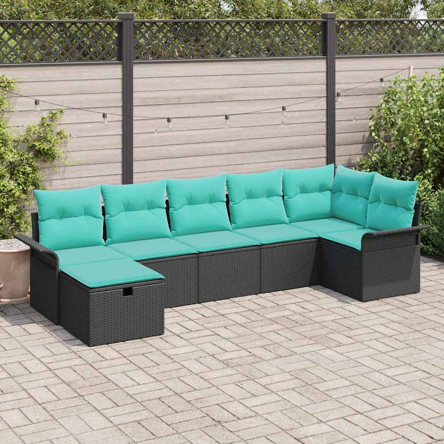 Tuin Sofa Set met kussen met opslag 7 pcs Poly riet