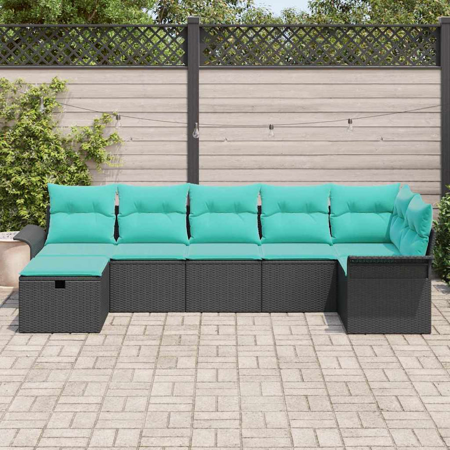 Tuin Sofa Set met kussen met opslag 7 pcs Poly riet