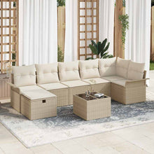 Tuin Sofa Set met kussen met opslag 8 pcs Beige Poly riet