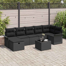 Tuin Sofa Set met kussen met opslag 8 pcs Zwart Poly riet