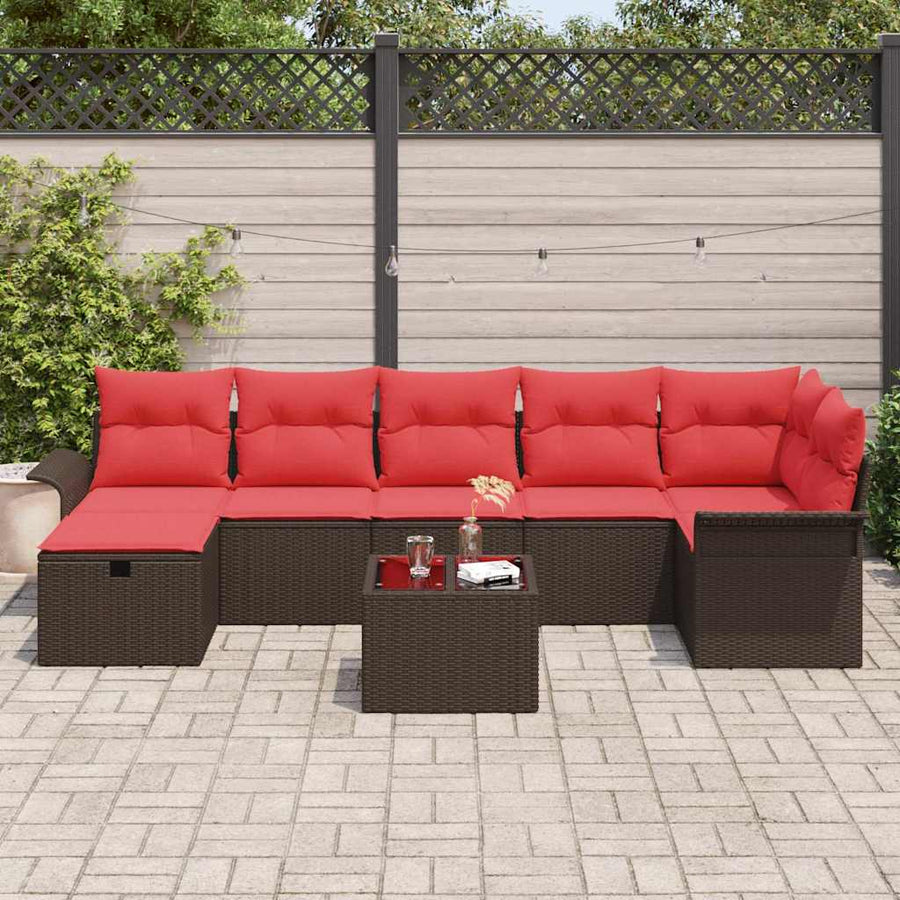 Tuin Sofa Set met kussen met opslag 8 pcs Poly riet