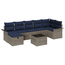 Tuin Sofa Set met kussen met opslag 8 pcs Grijs Poly riet