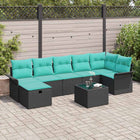 Garden Sofa Set with Cushion and Storage 8 pcs Black Poly Rattan
