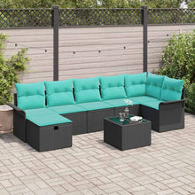 Tuin Sofa Set met kussen met opslag 8 pcs Zwart Poly riet