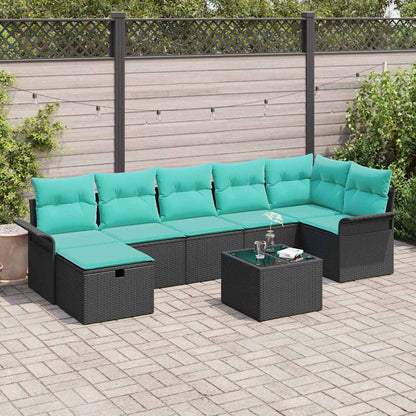 Tuin Sofa Set met kussen met opslag 8 pcs Zwart Poly riet