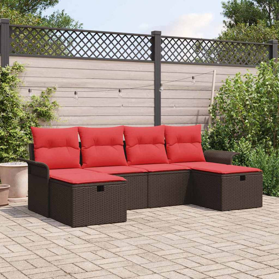 Tuin Sofa Set met kussen met opslag 6 pcs Poly riet