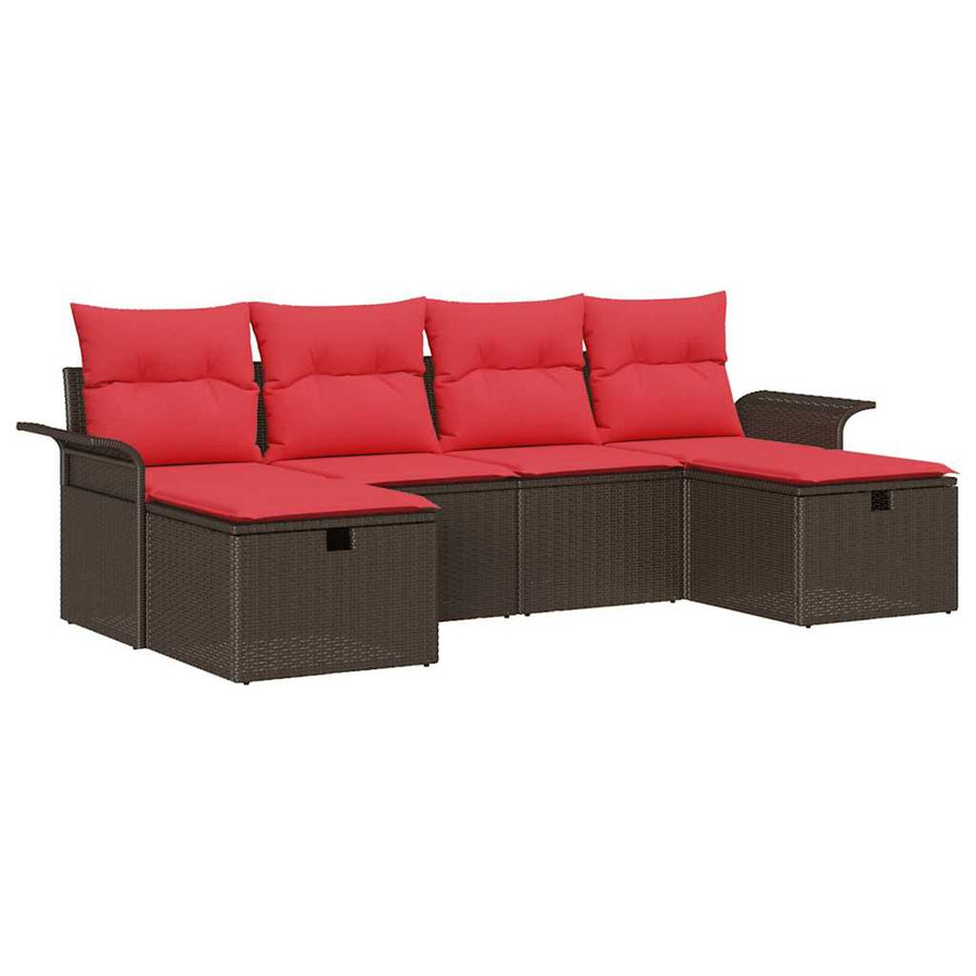 Tuin Sofa Set met kussen met opslag 6 pcs Poly riet