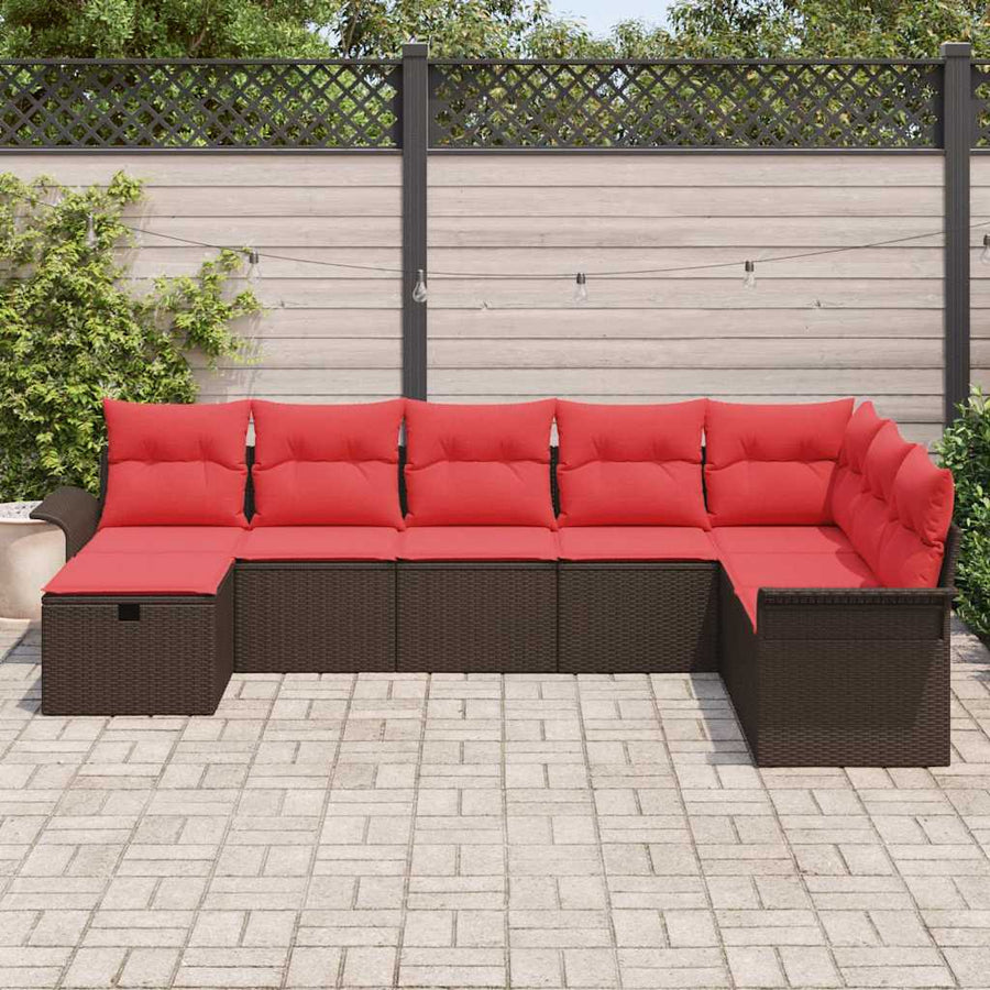 Tuin Sofa Set met kussen met opslag 8 pcs Poly riet
