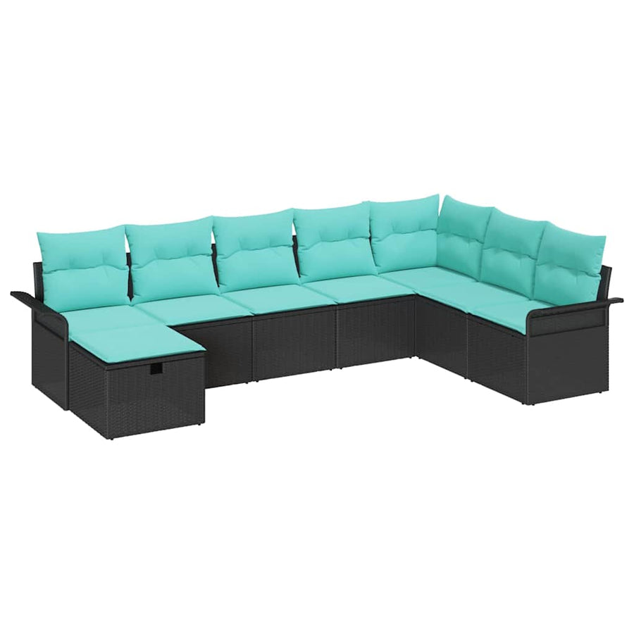 Tuin Sofa Set met kussen met opslag 8 pcs Zwart Poly riet