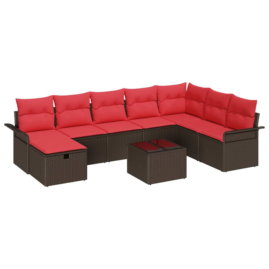 Tuin Sofa Set met kussen met opslag 9 pcs Poly riet