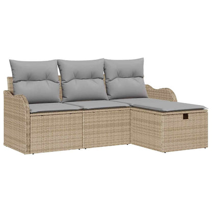 Tuin Sofa Set met kussen met opslag 4 pcs Beige Poly riet