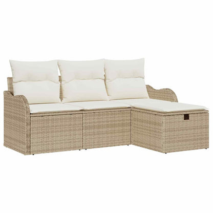Tuin Sofa Set met kussen met opslag 4 pcs Poly riet