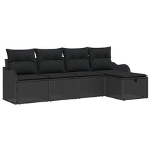 Tuin Sofa Set met kussen met opslag 5 pcs Zwart Poly riet