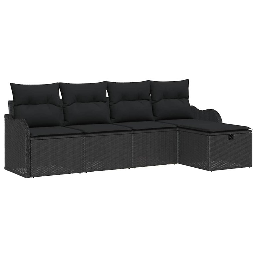 Tuin Sofa Set met kussen met opslag 5 pcs Zwart Poly riet