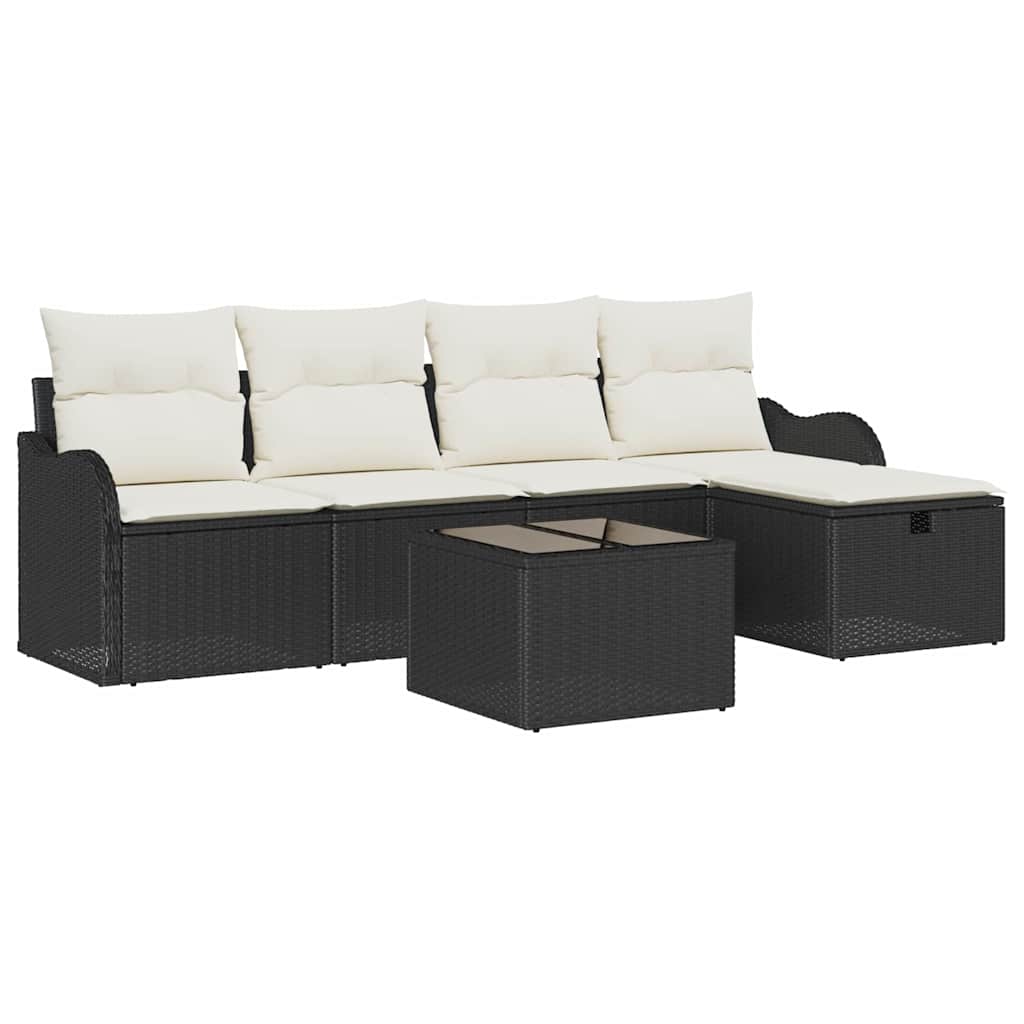 Tuin Sofa Set met kussen met opslag 6 pcs Zwart Poly riet