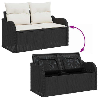 Tuin Sofa Set met kussen met opslag 6 pcs Zwart Poly riet