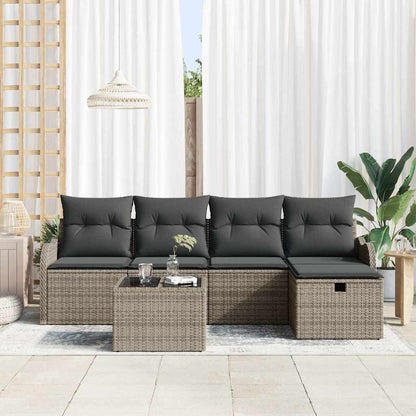 Tuin Sofa Set met kussen met opslag 6 pcs Grijs Poly riet
