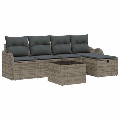 Tuin Sofa Set met kussen met opslag 6 pcs Grijs Poly riet