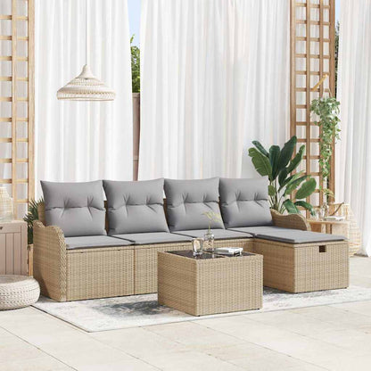 Tuin Sofa Set met kussen met opslag 6 pcs Beige Poly riet