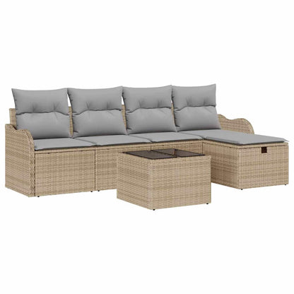 Tuin Sofa Set met kussen met opslag 6 pcs Beige Poly riet