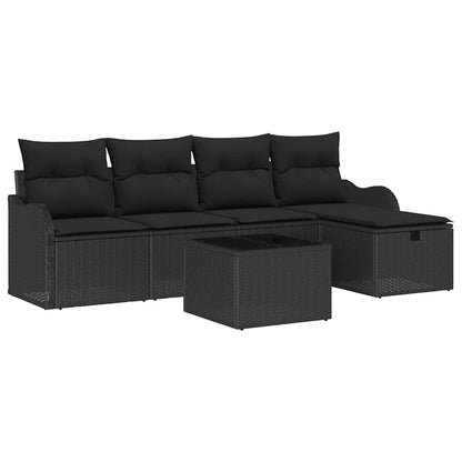 Tuin Sofa Set met kussen met opslag 6 pcs Zwart Poly riet