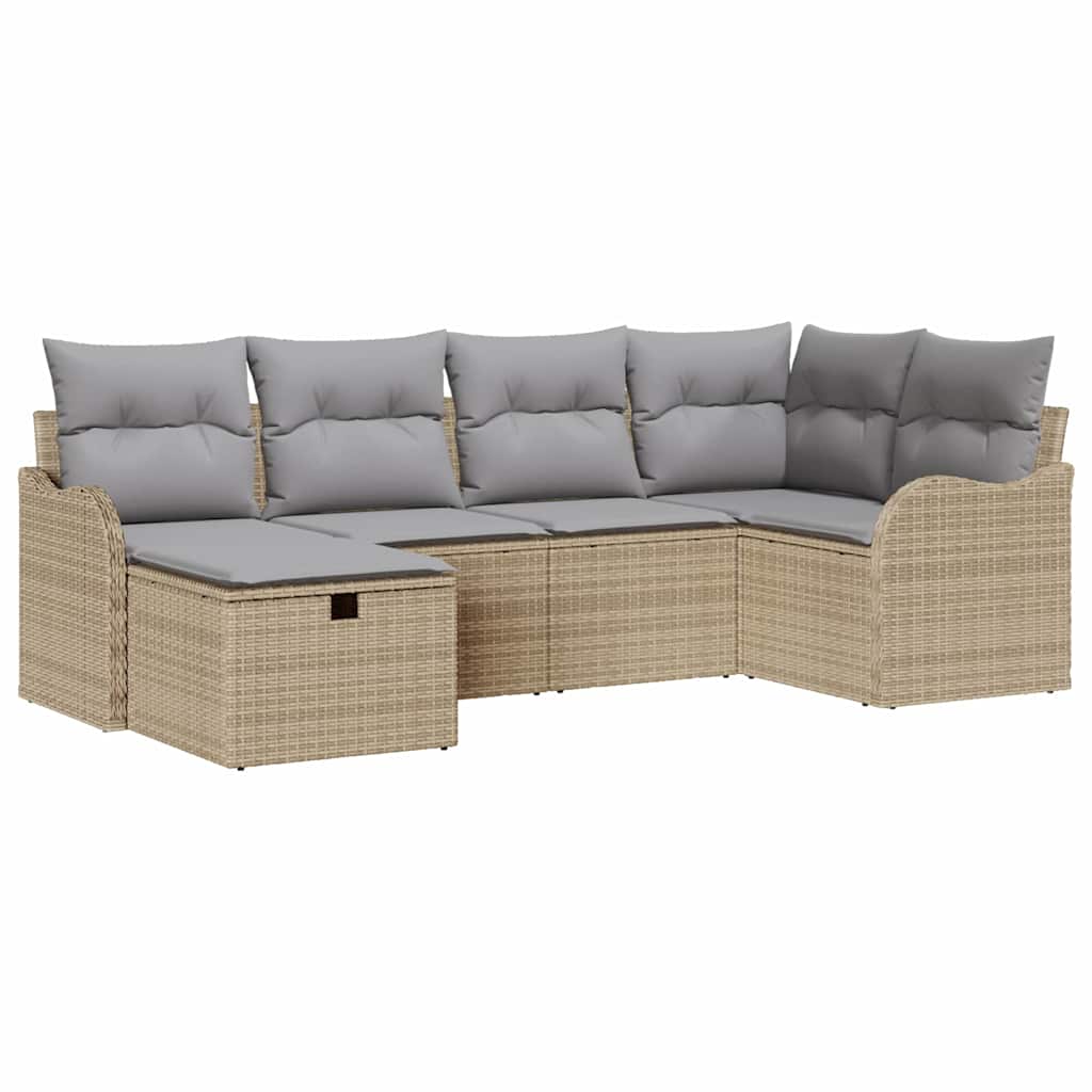 Tuin Sofa Set met kussen met opslag 6 pcs Beige Poly riet